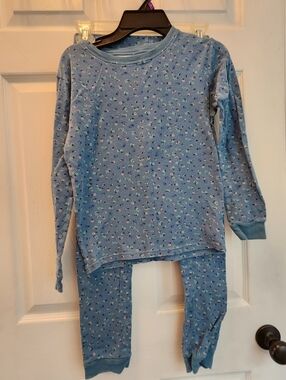 Carters Blue Floral Kids Pajama Set - Long Sleeve Top & Pants